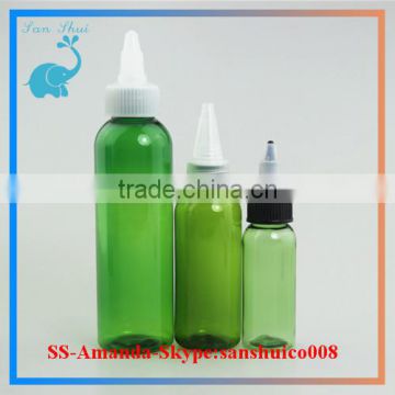 30ml 60ml 120ml green suqare pet bottle with twist cap for eliquid oil