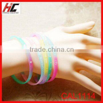 wholesale top sell silicone bracelets colorful glowing silicone wrist band bracelet 16 colors sell on Alibaba china