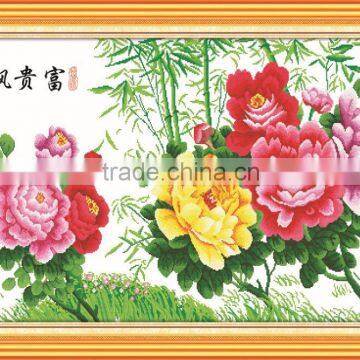 traditional mum flower cross stitch painting chinese writing wallpaper murals