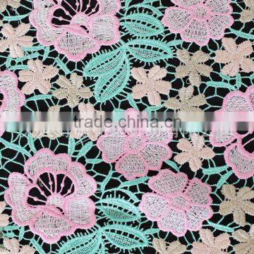 multicolor & guipure thin style cotton&polyester water soluble lace fabric for fashion lady dress