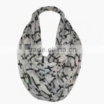 Cross Print Infinity Loop Scarf