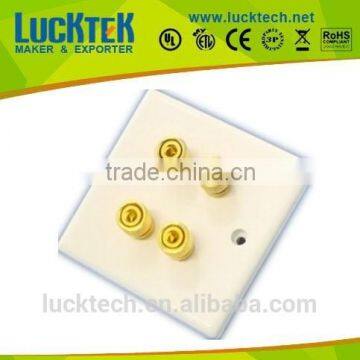 4 Binding Posts White Plastic Speaker Wall Plate