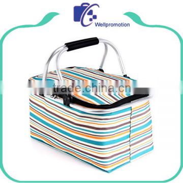 Polyester collapsible cooler basket with insulated cooler