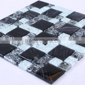 Black and White Hand-painted Broken Glass Tile Mosaic