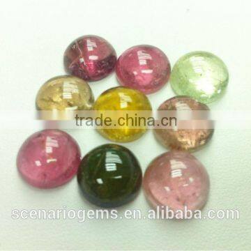 Natural Multi-Color Big Size Calibration Loose Gemstone Cabs Round 13mm Tourmaline Cabochon