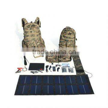 Quality goods solar outdoor backpack digital camouflage bag army fan flexible solar panels 13 watts