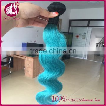 Online wholesale virgin brazilian human #1b teal two tone ombre weave hair body wave 7a hair bundles summer hairstyles