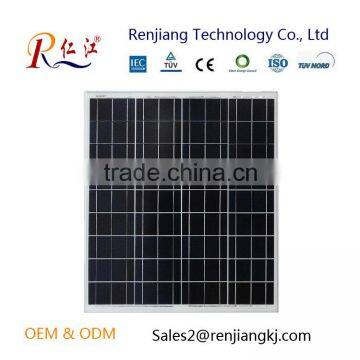 High efficency 18v Poly Silicon Solar Cells pv module 50W Solar Panel