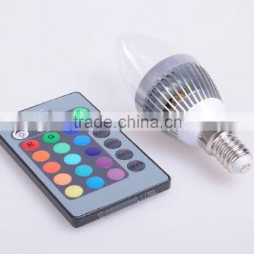 E14 E27 3W Multi-colour LED Candle Lamp Light Bulb 85V -265V With 1 pcs