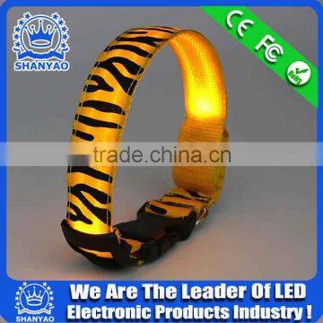 Wholesale LED Yellow Braided Nylon Choke Collar For Dog