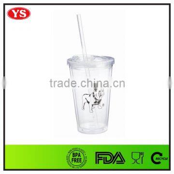 plastic double wall infuser tumbler with straw