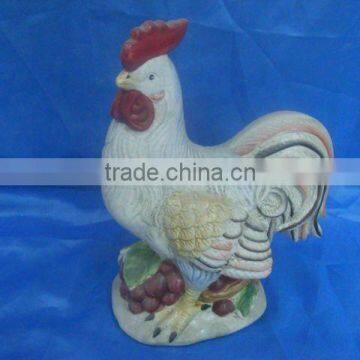 Ceramic rooster for garden decoration