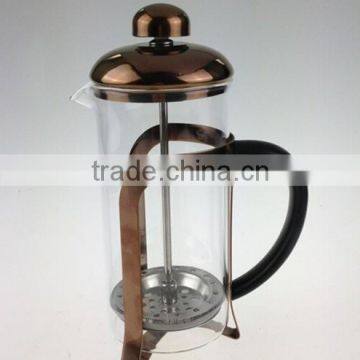 copper plated rose gold plated stainless steel borosilicate glass press coffee plunger