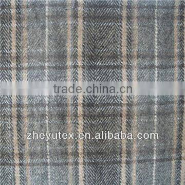 light weight check heringbone wool fabric