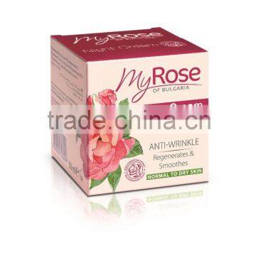 Night Cream Anti-Wrinkle Normal to Dry Skin Bulgarian Rosa Damascena Extract - 50 ml. Paraben Free. Made in EU.