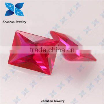 lab created stone rectangle princess cut artificial ruby