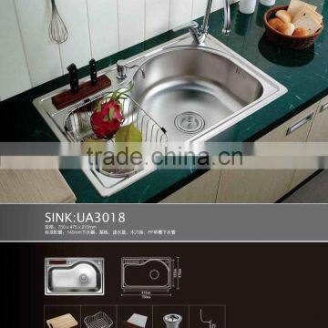 single bowl kitchen sink 304 stainless steel UA3018