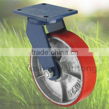 Top Plate Swivel Casters 200mm Iron Core PU Hardware Caster Wheel