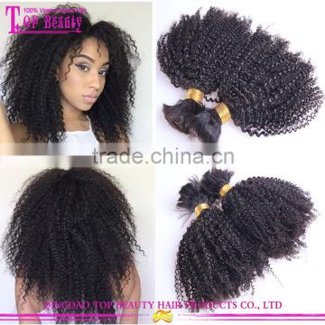 100% Brazilian bulk hair extension without weft 10a brazilian virgin afro kinky bulk human hair