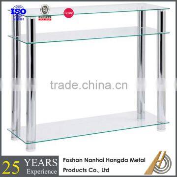 Modern glass top mirrored console table