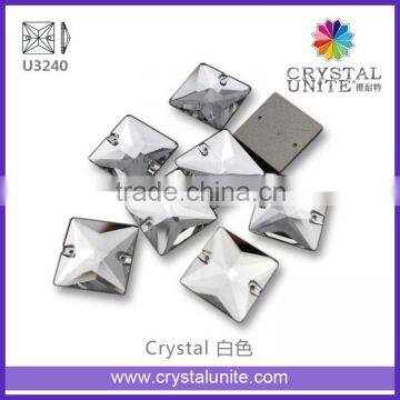 Flat back Clear Crystal Sew on Rhinestones Square shape U3240