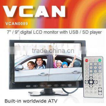 VCAN0951 9 inch bus lcd ad monitors with USB SD mp5 player Bulitin Analog TV