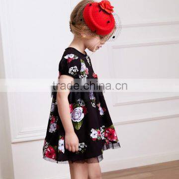 Beautiful Embroidered Baby Girl Dress,black Casual Dress With Flower Pattern