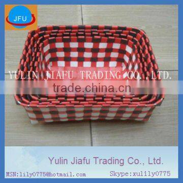 Pure handmade plastic rectangle cheap PP storage basket