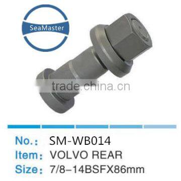 High strenth alloy wheel bolt with nut 7/8-14BSF*86mm for trucks and autos