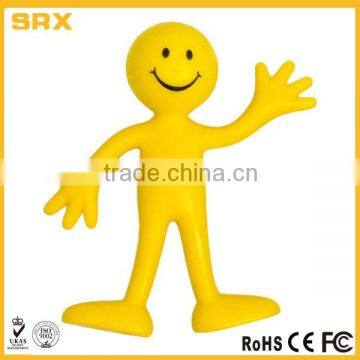 Custom plastic 3 inch Bendable Smile Man,Custom plastic yellow man smiley bendable fidget stress relief toy factory