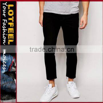 black baggy jeans Distressed denim man jeans pant with Rip Knee brand used jeans american style jeans(LOTA087)