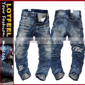 High quality vintage wash man denim jeans wholesale uk(LOTM185)