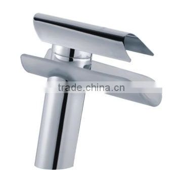 Single Handle Glass Waterfall Brass Bathroom Undermount Sink Faucet, Chrome