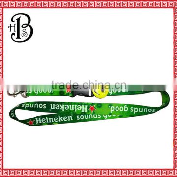 Swivel hook green polyester lanyard with safety buckle