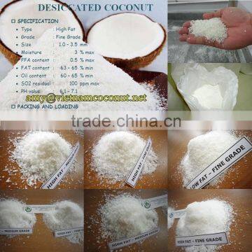 COMPETITIVE PRICE OF VIETNAM DESICCATED COCONUT - FINE GRADE - FAT CONTENT 65%