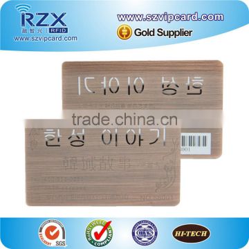 Big discounted cut out letters metal business card with barcode