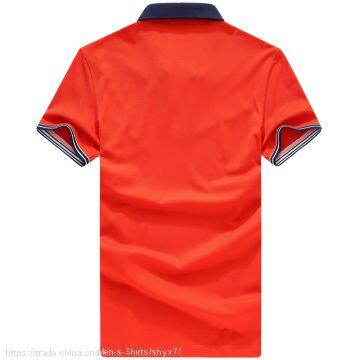 YixigeluoSummer New Men's T-shirt, Orange, Short Sleeved Polo Shirt, Short Sleeved T-shirt, Men's Polo Shirt Business photo-2