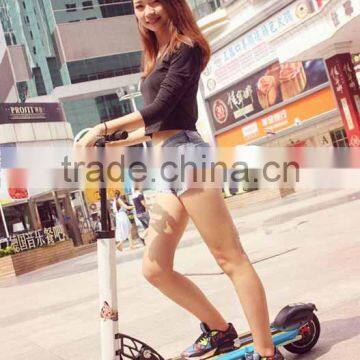 A woman two rounds of electric scooters