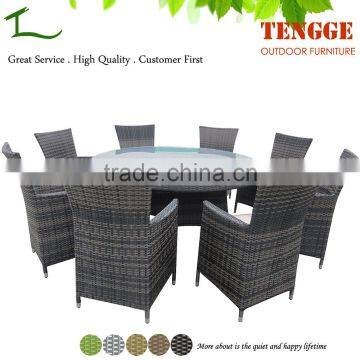 Taupe Color 9 Piece Wicker Dining Sets Patio Round Dining Set photo-2