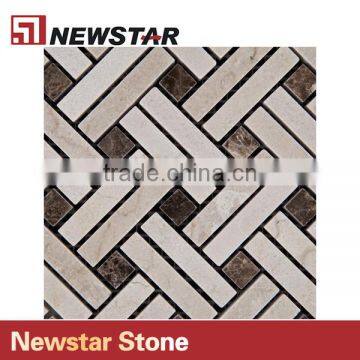 Newstar Top Cheap Basketweave Crema Marfil Emperador Kitchen Tile Mosaic photo-2