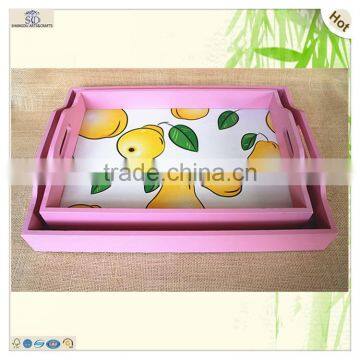 excellent solid cutting handle pink mdf wood tray