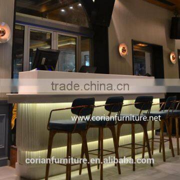 Translucent acrylic solid surface Hi Macs/Avonite built led lighted bar counter