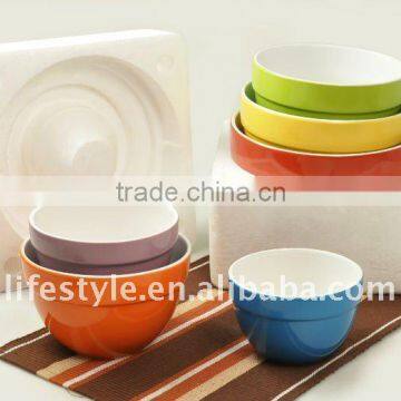 6pcs mixing bowls set, stoneware bowls set with colors