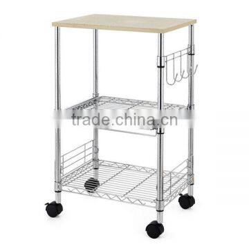 Chrome 3-Tier Wire Kitchen Cart Microwave Stand photo-2