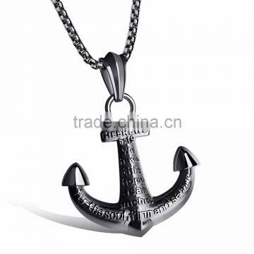 2017 Fashion Jewelry Mens Gold Anchor Necklace Men Stainless Steel Hook Pendant photo-2