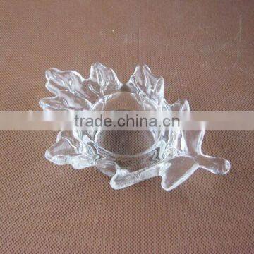 Leaf Shaped Glass Candle Holder / Glassware photo-2