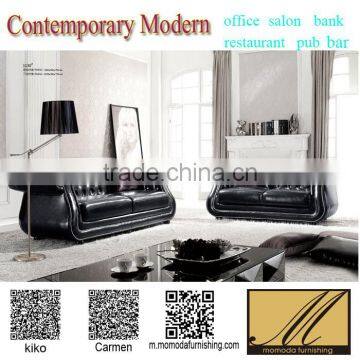 ND1130 neoclassic chesterfield black cow leather studded Crystal button tuft antique living room fancy sofa home furniture set