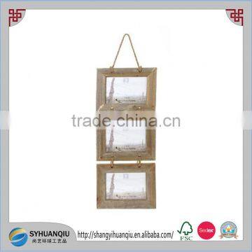 Vintage 3 Wooden Hanging Heart Rustic Photo Frame With Rope photo-2