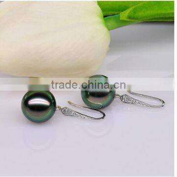 Charms 10-11mm Peacock Green Tahitian Pearl Earrings photo-4