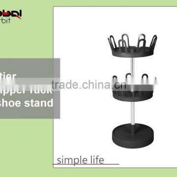 Simple rotating shoe rack, 2-tier slippers rack, plastic shoe display rack